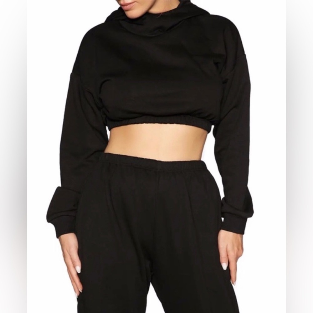 NWT Naked Wardrobe French Terry Crop Hoodie